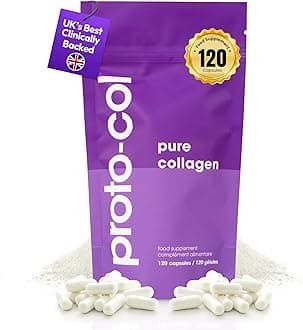 Proto-col Pure Collagen Supplement for Women, 2500mg Bioactive Collagen Peptides, Clinically Proven Type I & III Hydrolysed Anti-Ageing Formula for Skin, Hair, Nails & Joint Support, 120 Capsules