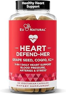 Heart Defend-Her Womens Heart Health Supplements – Advanced 3-in-1 Blend with Grape Seed Extract, Vitamin K2 MK-7, and CoQ10 – Support Blood Pressure, Artery and Bone Strength – 60 Vegetarian Capsules