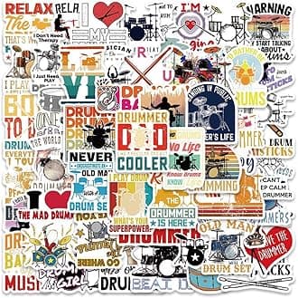 Drummer Stickers |50Pcs Drumming Music Waterproof Vinyl Decals for Water Bottles Laptop Luggage Cup Computer Mobile Phone Skateboard