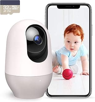 Nooie Baby Monitor with SD Card, 360° Camera, WiFi Baby Cam with Phone App, AI Motion Tracking, Sound Detection, 1080P Night Vision, Two-Way Audio