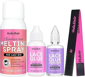 Dolahair Wig Glue Spray for Front Lace Wig Lace Melting Spray for Wigs Melting Spray Lace Bond Spray Lace Glue Kit Wig Install Kit (Melting Spray Kit-100ml)