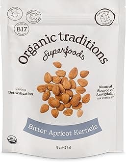 Apricot Kernels, Organic Apricot Seeds, Sundried Sweet and Bitter Taste, Vegan, Source of Vitamin B17, Non GMO, Whole Foods Delivery, Plant Based for Snacking and Blending, 16 oz