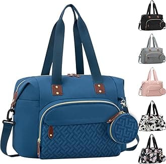 Tenot Diaper Bag Tote with Pacifier Case, Baby Bag for Women with Shoulder Straps, Travel Diaper Tote for for Mom and Dad Blue