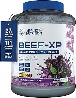 Applied Nutrition Beef XP - Clear Hydrolysed Protein Isolate, Fruit Juice Style, Dairy Free Beef Protein Powder, Lactose Free, Zero Sugar, Low Fat (1.8 Kg, Million Blackcurrant)