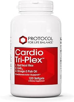 Cardio Tri-Plex - Heart Health Formula - with Red Yeast Rice, CoQ10 & Omega-3 Fish Oil - DHA Dietary Supplements