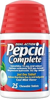 Pepcid Complete Acid Reducer + Antacid Chewable Tablets, Heartburn Relief, Mint, 25 ct (Packaging May Vary)