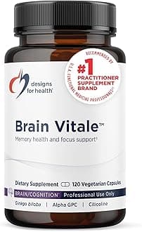 Designs for Health Brain Vitale - Supports Focus, Memory, and Stress with Nootropic Blend of Choline, Citicoline, Phosphatidylserine, Ginkgo Biloba, and Alpha GPC - Gluten Free, Vegan (120 Capsules)​