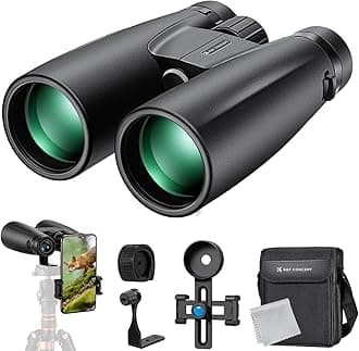 K&F Concept® 12X50 Binoculars Telescope with Smartphone Adapter, Tripod Adapter, Cleaning Cloth, FMC Lens BAK4 Prism for Adults, HD Binoculars for Bird Watching Hunting Hiking Camping Travelling