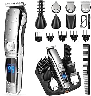 Beard Trimmer for Men, Waterproof Electric Razor for Nose, Body, Face & Mustache, Cordless Hair Clippers Shavers Grooming Kit, Gifts for Men Husband Father