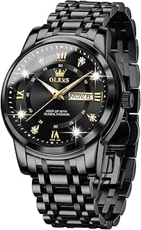 Men Watch Blue Gold Analog Quartz Stainless Steel Waterproof Luminous Date Luxury Casual Watch