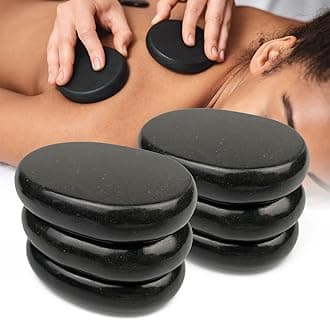 DEFUNX Hot Stones for Massage - 6 Pieces Massage Stone Set Hot Rocks Oval Shaped Massage Kit for Relaxing and Pain Relief