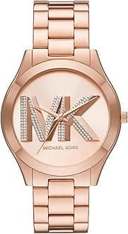 Michael Kors Women's Slim Runway Logo Rose Gold-Tone Stainless Steel Bracelet Watch (Model: MK4733)