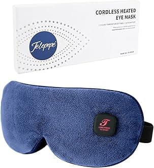 Heated Eye Mask for Dry Eyes, Cordless Warm Eye Compress for Blepharitis, Styes, 1000mAh, Washable Cover, Gifts for Family, Travel (Dark Blue)