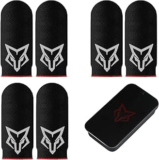 Mobile Phone Game Finger Sleeves [6pcs], Anti-Sweat Breathable,Gaming Sleeve,Thumbs Finger Gloves Cover Sleeve for League of Legend, PUBG, Rules of Survival, Knives Out (Black [Carbon Fibre])