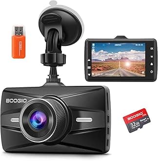 BOOGIIO Dash Cam Front with 32G SD Card, 1080P FHD Car Driving Recorder 3'' IPS Screen 170°Wide Angle Dashboard Camera Aluminum Alloy Case, WDR G-Sensor Parking Monitor Loop Recording Motion Detection