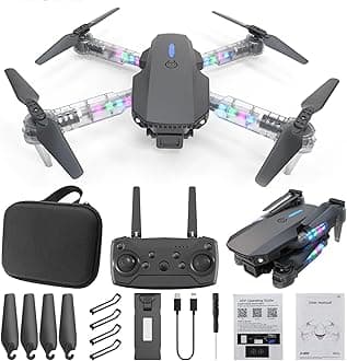 Drones with Camera for Adults 1080P, WiFi FPV Drone, Mini Drone with Transparent LED Folded Arms, 3 Flight Modes, Altitude Hold, Headless Mode, Drones for Adults (Black)