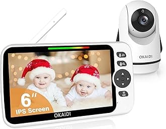 OKAIDI Baby Monitor No WiFi, 6" Extra-Large IPS Screen with 30-Hrs Battery, 1000ft Baby Monitor with Camera and Audio, Remote Pan-Tilt-Zoom Camera for Baby/Pet/Elderly, 2-Way Talk, Night Vision, VOX