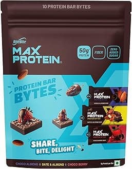 RiteBite Max Protein 5g Mini Protein Bar Bytes | Trial Pack of 10 | 5g Protein, Zero Added Sugar | Also Includes New Date & Almond Flavor | 244g