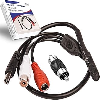 CCTV Microphone with Preamp RCA Audio Out 12V DC — Adjustable Gain — for DVR/NVR & IP Cameras (1 Pack)