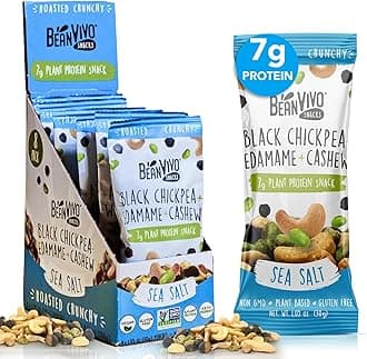 BeanVIVO Healthy Snacks for Adults & Kids with 7g Protein & 5g Fiber per Serving with Dried Edamame, Roasted Cashew and Black Chickpeas - Vegan & Gluten Free - Keto Friendly & Non-GMO - 8Pack (1.05 oz Each Pouch)