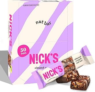 N!CK'S Almond Crunch Keto Nut Bar, No Added Sugar, 3g Net Carbs, 5g Protein, 180 Calories, Vegan Chocolate, Keto Candy, Gluten Free, Low Carb Snack, Bulk 30 Pack, (pack of 30) 40.0 grams