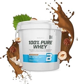 BioTechUSA 100% Pure Whey | Protein Powder with BCAA and Glutamine | Gluten-Free, Palm Oil Free | 21g Protein per Serving, 4 kg, Hazelnut