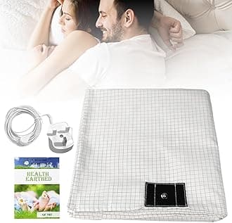 Grounding Bed Sheet, Grounding Mat Earthing UK with 10% Silver Fiber & 90% Organic Cotton, Natural Wellness and Healthy Earth Energy Mat (193×203cm), H3283093