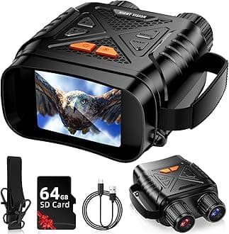 Night Vision Goggles, Night Vision Binoculars for Adults, HD Screen Thermal Binoculars with 64GB TF Card for Photos and Videos, Perfect for Outdoor Hunting Camping and Wildlife Observation