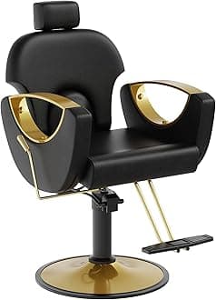 LOUVIXA Barber Salon Chair for Hair Stylist, Height Adjustable Hydraulic Hair Reclining Salon Chairs, 360 Degrees Rotation, Multi-Function Shampoo Chair for Barbershop (Modern Black)