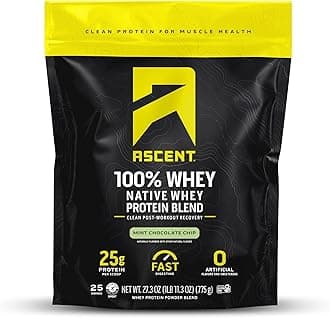100% Whey Protein Powder - Post Workout Whey Protein Isolate, Zero Artificial Flavors & Sweeteners, Gluten Free, 5.5g BCAA, 2.6g Leucine, Military Exclusive, Mint Chocolate Chip 1.7 lb
