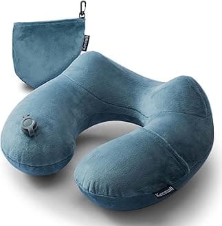 Keemall Inflatable Travel Neck Pillow for Airplane Sleeping Blow Up Neck Support Air Pillow Traveling on Plane Long Flights Washable