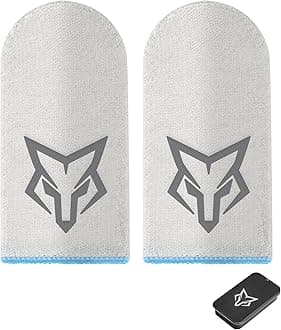 Mobile Phone Game Finger Sleeves [6pcs], Anti-Sweat Breathable,Gaming Sleeve,Thumbs Finger Gloves Cover Sleeve for League of Legend, PUBG, Rules of Survival, Knives Out (Gray [Glass-Silver Fiber])