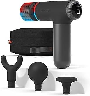 Powerboost® Pro+ Hot & Cold Compact Deep Tissue Massage Gun - 6 Speed, 4 Attachments, Travel Case| Soothing Heat & Cold Therapy| Portable Lightweight Full Body Shoulder & Back Massager