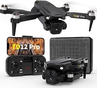 TD12Pro Drones with Camera Brushless Motor Drone for Beginners 4K HD Camera Level 3 Wind Resistance 90° Electrically Adjustable Foldable FPV Mini Drone with Carrying Case