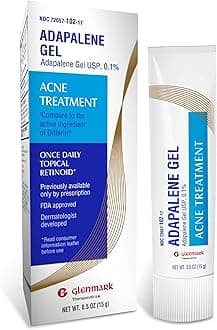 Glenmark Therapeutics Adapalene Gel 0.1% Acne Treatment, Topical Retinoid Cream for Face, Helps Clear and Prevent Acne and Clogged Pores, 15 Gram Tube