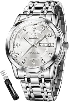 OLEVS Mens Diamond Watch Luxury Business Dress Wrist Watches Quartz Stainless Steel Waterproof Luminous Day Date