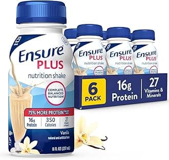 Ensure Plus Vanilla Nutrition Shake | Meal Replacement Shake | Ready To Drink | 16g Protein and 27 Vitamins and Minerals | 8 fl oz - 6 Pack
