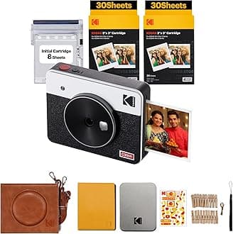 - Mini Shot 3 Retro 4PASS 2-in-1 Instant Camera and Photo Printer (3x3 inches) + 68 Sheets Gift Bundle, White