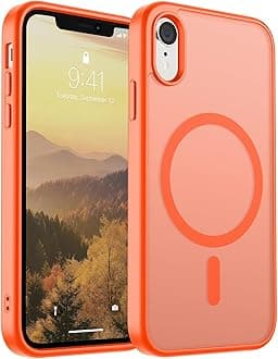 SUPFINE Magnetic for iPhone XR Phone Case(Compatible with MagSafe)(Military Grade Drop Protection) Slim Translucent Matte Shockproof with Anti-Fingerprint Phone Case,Orange