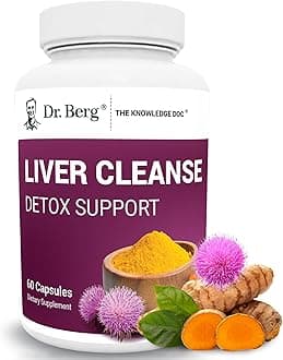 Dr. Berg NutritionalsLiver Cleanse Detox Capsules w/Unique Blend of Milk Thistle, Ox Bile & Folate - Liver Supplement Includes Turmeric, Black Pepper & Choline - 60 Capsules