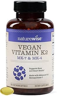 NatureWise Vitamin K2 600mcg Supplement with MK-7 100mcg & MK-4 500mcg - Enhanced Bioavailable Formula - K Complex for Bone and Heart Health - Vegan, Gluten Free, Non-GMO -180 Softgels[6-Month Supply]