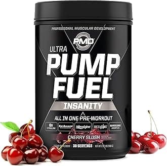 PMD Sports Pump Fuel Ultra Insanity - Premium Pre Workout Powder & Muscle Pump, Greater Focus, Endurance & Recovery, Premium Creatine, Arginine & Beta Alanine - Cherry Slush (30 Servings)