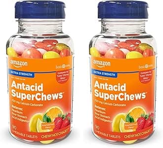 Chewy Bites Chewable Antacid Tablets for Ultra Strength Heartburn Relief, Assorted Fruit, 90 Count (Pack of 2)