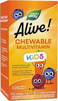 Nature’s Way Alive! Children’s Chewable Multivitamin, Kids Multivitamin with Orchard Fruits and Garden Veggies Powder Blend, Daily Kids Vitamins for Nutritional Support Cherry Flavor, 120 Tablets