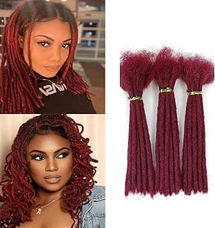 Dreadlock Extension Human Hair 14inch 0.6cm Thickness BUG Color Options 30 Strands 100% Real Human Hair for Man/Women Handmade Permanent loc Extensions Bundles Can Be Curled Twisted