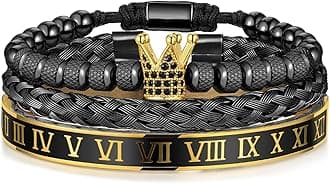 WFYOU 3PCS Stainless Steel Bracelets for Men Gold Roman Numeral Bangle Bracelet Twisted Cable Bracelet Adjustable Cuff Bracelet Mens Luxury Jewelry Bracelets Gifts