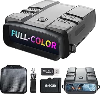 Night Vision Goggles, True 4K Full-Color Night Vision Binoculars, Built-in Powerful Focusable IR, 6000mAh Rechargeable Battery, Super Large Display, Long Viewing Range, Free 64GB Card (Silver)