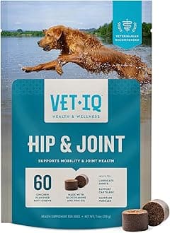 VetIQ Glucosamine Hip & Joint Supplement for Dogs, 60 Soft Chews, Joint Support Supplement with MSM and Krill, Dog Health Supplies Large & Small Breed, Chicken Flavored Chewables