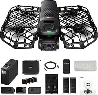HOVERAir X1 PROMAX 8K Action Flying Camera, Foldable Drone with Camera with 42 KM/H Follow Speed, 10+ Fully Automatic Flight Modes, Fly Anywhere with OmniTerrain, SmoothCapture 2.0(Skiing Combo)