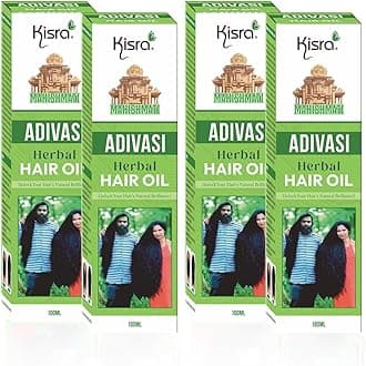 Mahishmati Original Adivasi Herbal Hair Growth Oil, Controls Hair fall, Strong and Healthy Hair, Repair Frizzy Hair | Scalp Nourishment | Helps Hair Thickening | Reduces Split Ends 100ml (Pack of 4)